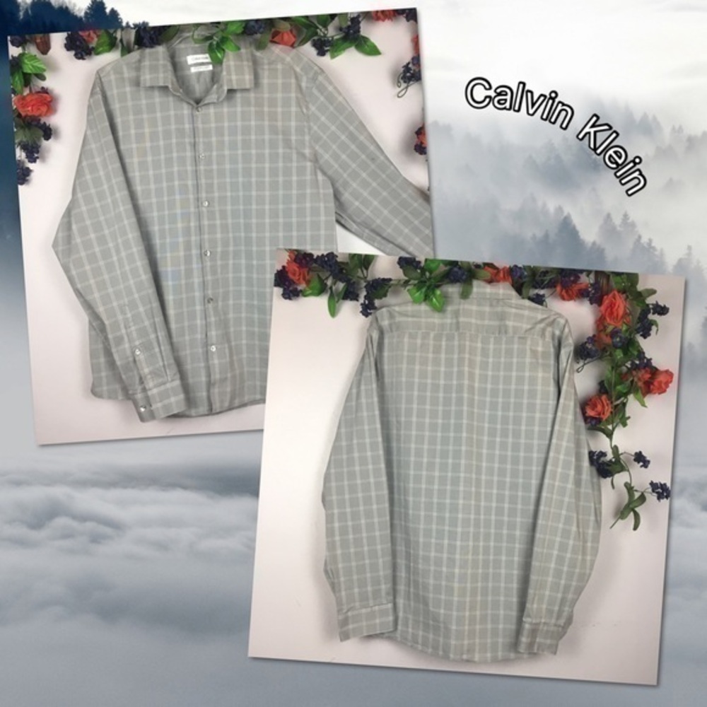 Calvin Klein Button Down Collar Stretch Moisture Wicking Long Sleeve Shirt XL